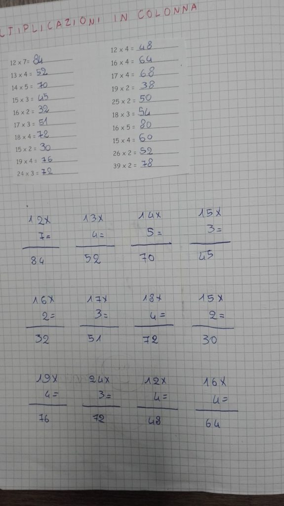 Moltiplicazioni In Colonna Carnevale Matematica In Terza Gennaio Febbraio Maestra Anita