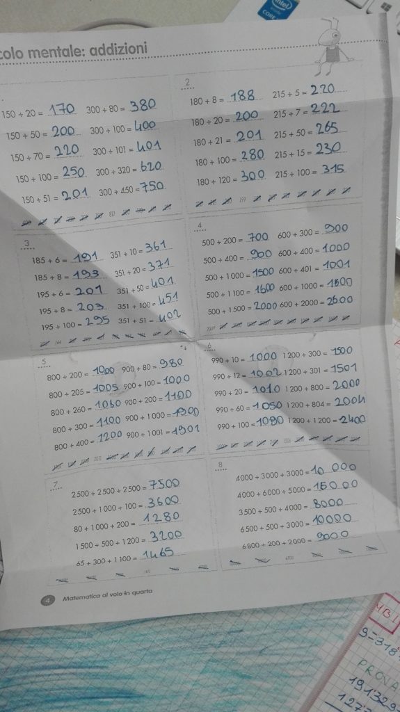 Calcoli Mentali In Tabella Matematica In Quarta Novembre Maestra Anita